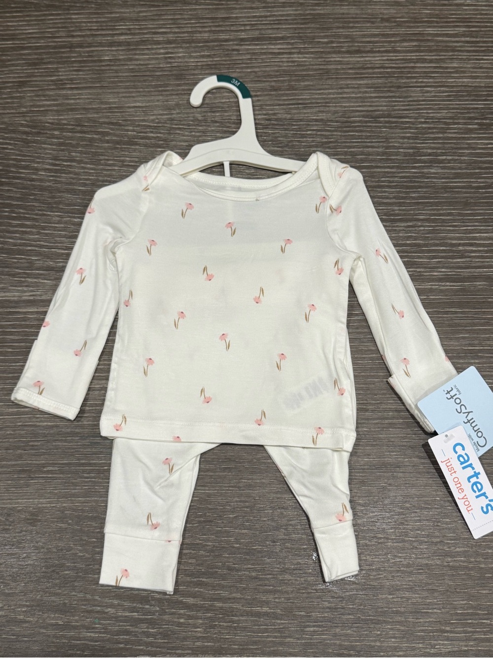 NWT Size 3 months Carter's Cream floral Baby Pajama Set